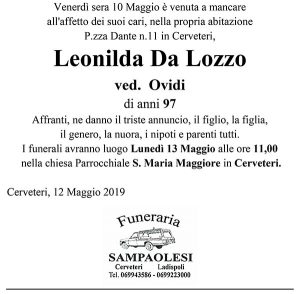 LEONILDA DA LOZZO Ved. OVIDI di anni 97