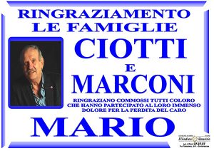 MARIO MARCONI – Ringraziamento