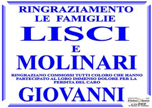 GIOVANNI MOLINARI – Ringraziamento