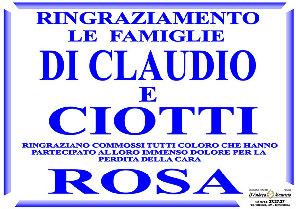 ROSA DI CLAUDIO – Ringraziamento