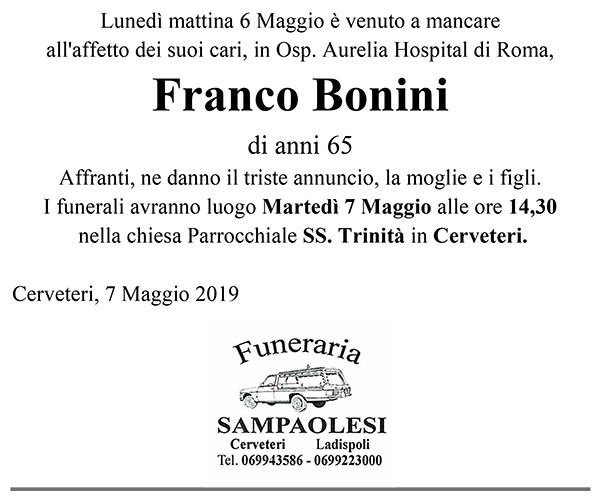 FRANCO BONINI di anni 65