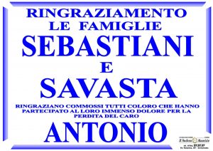 RINGRAZIAMENTO SEBASTIANI