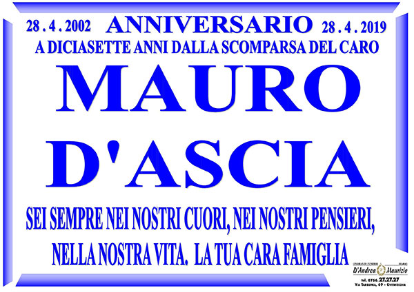 MAURO D'ASCIA – Anniversario