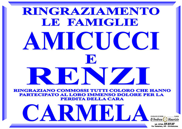 CARMELA AMICUCCI – Ringraziamento