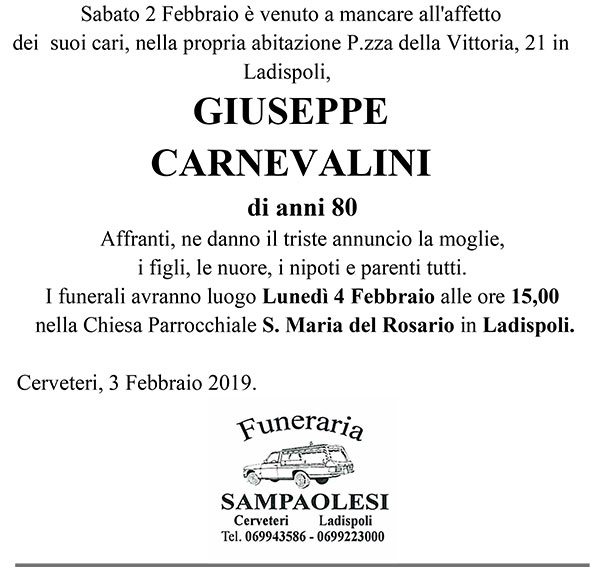 GIUSEPPE CARNEVALINI di anni 80