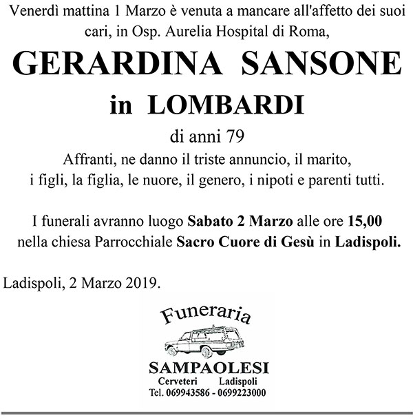 GERARDINA SANSONE in LOMBARDI