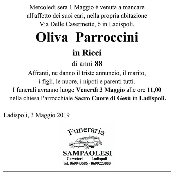 OLIVA PARROCCINI in RICCI di anni 88