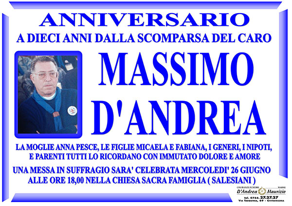 MASSIMO D'ANDREA – Anniversario