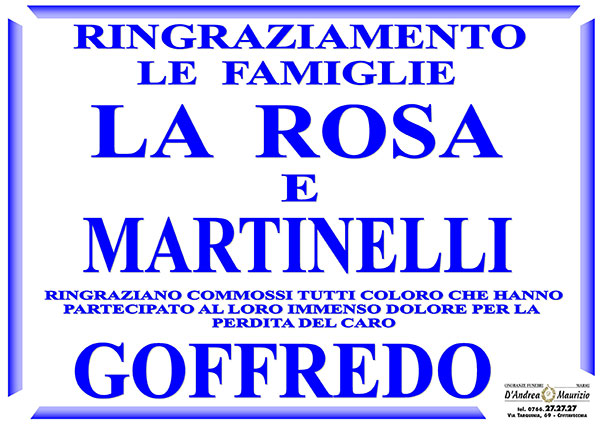 GOFFREDO LA ROSA – Ringraziamento