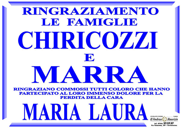 MARIA LAURA MARRA – Ringraziamento