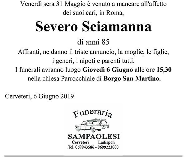 SEVERO SCIAMANNA di anni 85