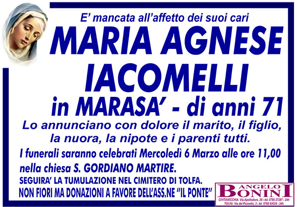 MARIA AGNESE IACOMELLI in MARAS&Aacute; di anni 71