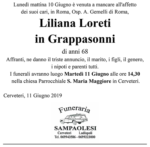 LILIANA LORETI in GRAPPASSONNI di anni 68
