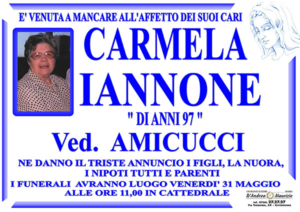 CARMELA IANNONE Ved. AMICUCCI di anni 97
