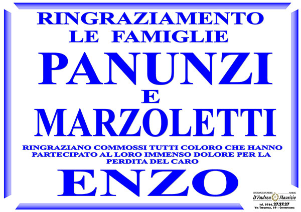 ENZO PANUNZI – Ringraziamento