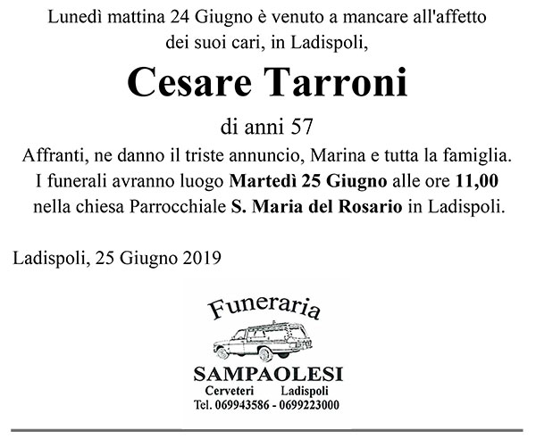 CESARE TARRONI di anni 57