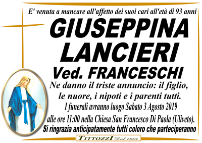 NECROLOGIO LANCIERI