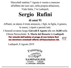 SERGIO RUFINI di anni 91
