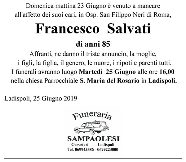 FRANCESCO SALVATI di anni 85