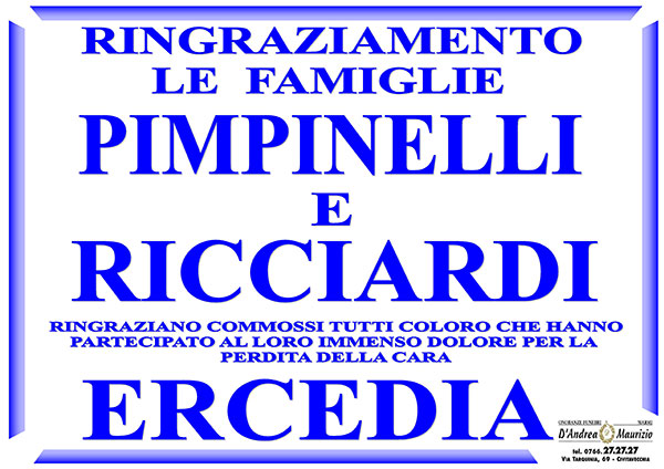 ERCEDIA PIMPINELLI – Ringraziamento
