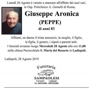 GIUSEPPE ARONICA (PEPPE) di anni 83