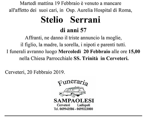 STELIO SERRANI di anni 57