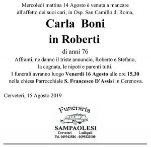 CARLA BONI in ROBERTI di anni 76