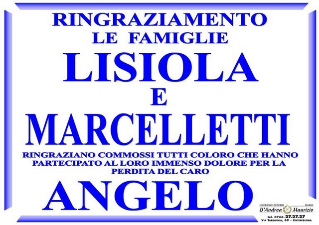 ANGELO LISIOLA Ringraziamento