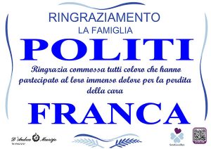 FRANCA POLITI – Ringraziamento