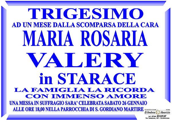 MARIA ROSARIA VALERY in STARACE – Trigesimo