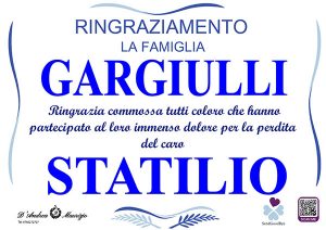 STATILIO GARGIULLI – Ringraziamento