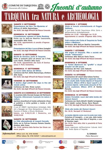 Al via "Incontri d'Autunno. Tarquinia tra natura e archeologia"