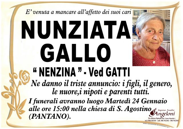NUNZIATA GALLO ''Nenzina'' ved. GATTI