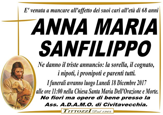 ANNA MARIA SANFILIPPO di anni 68