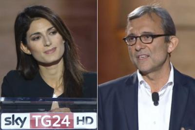 Confronto a SkyTg24. Scintille Giachetti-Raggi: "Cambi idea da una trasmissione all'altra"