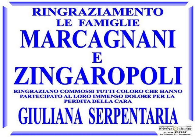 GIULIANA SERPENTARIA – Ringraziamento