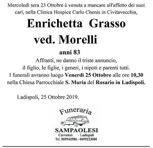 ENRICHETTA GRASSO Ved. MORELLI di anni 83
