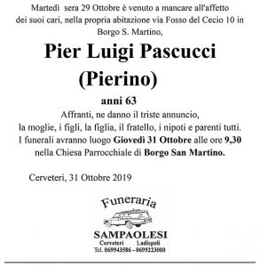 PIER LUIGI PASCUCCI (PIERINO) di anni 63