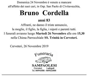 BRUNO CORDELLA di anni 83