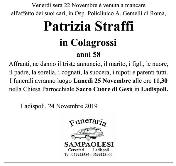 PATRIZIA STRAFFI in COLAGROSSI di anni 58