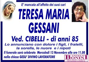 TERESA MARIA GESSANI Ved. CIBELLI di anni 85