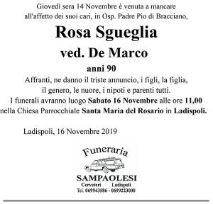 ROSA SGUEGLIA Ved. DE MARCO di anni 90