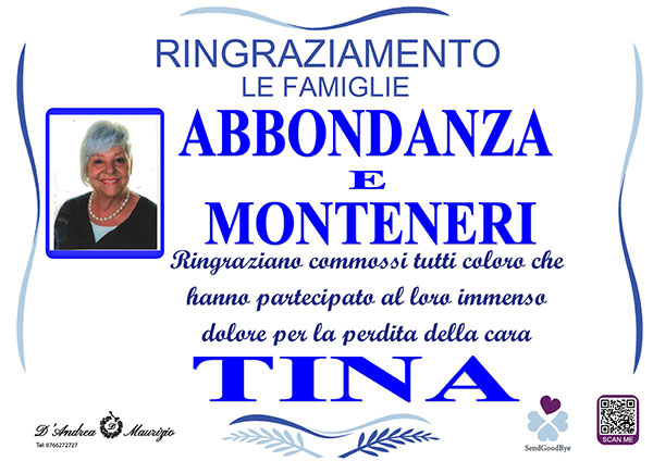 TINA MONTENERI – Ringraziamento