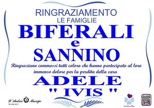 ADELE BIFERALI – Ringraziamento
