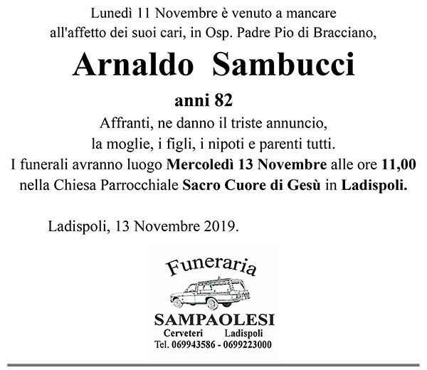 ARNALDO SAMBUCCI di anni 82