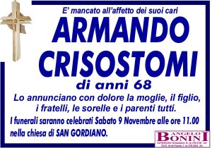 ARMANDO CRISOSTOMI di anni 68