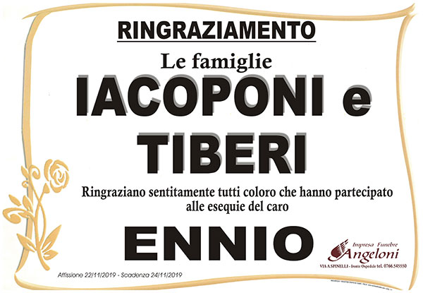 ENNIO IACOPONI – Ringraziamento