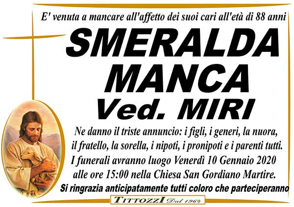 SMERALDA MANCA Ved. MIRI