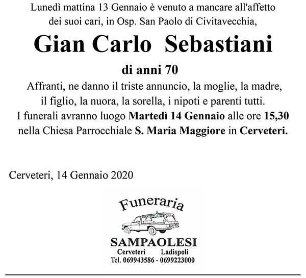 GIAN CARLO SEBASTIANI di anni 70
