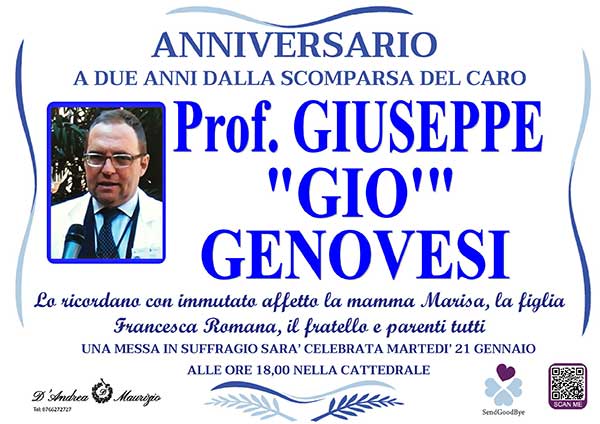 Prof. GIUSEPPE ''GIO'' GENOVESI – Anniversario